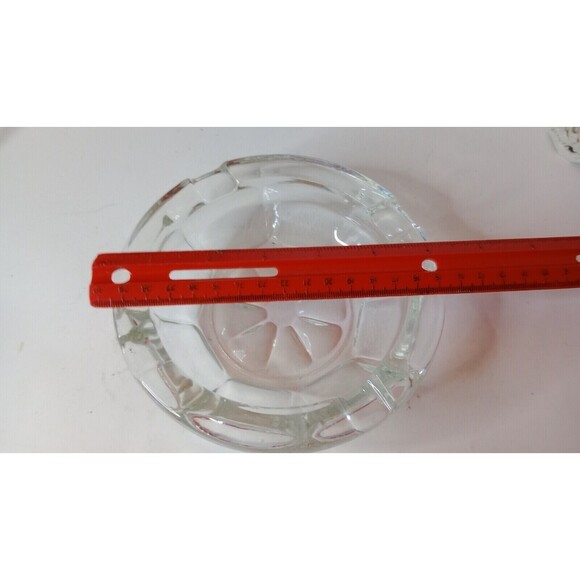 Vintage glass ashtray large 8.5 inches cut glass cigarette cigar ashtray - Picture 6 of 7